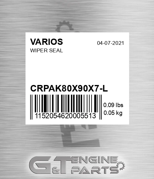 CRPAK80X90X7-L Wiper Seal