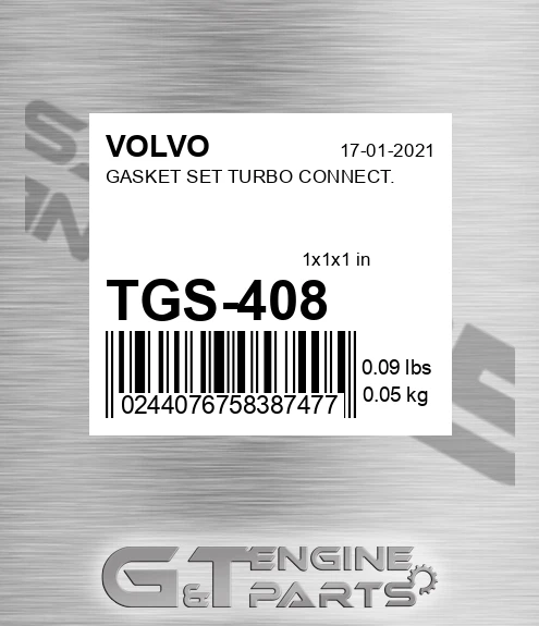 TGS-408 GASKET SET TURBO CONNECT.