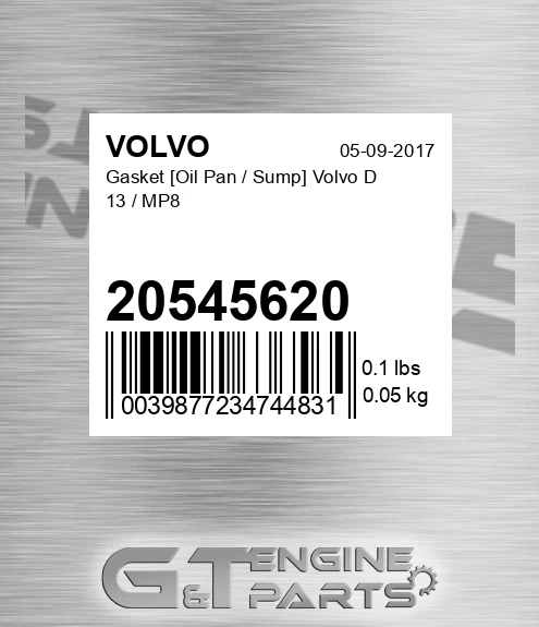 20545620 Gasket [Oil Pan / Sump] Volvo D 13 / MP8