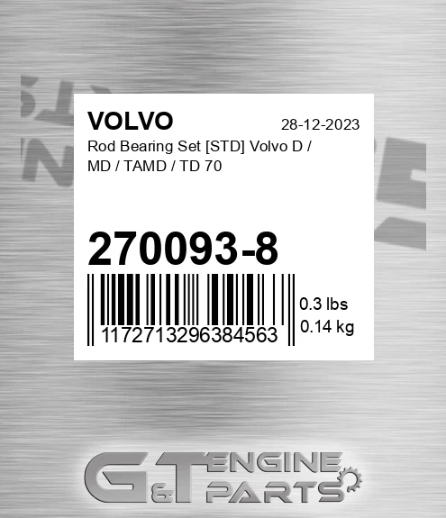 270093-8 Rod Bearing Set [STD] D / MD / TAMD / TD 70