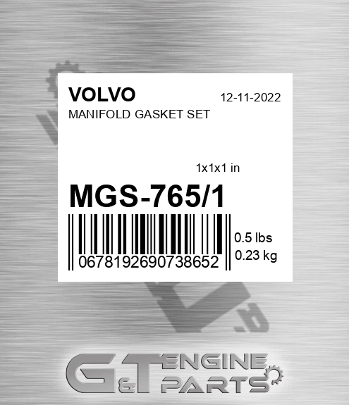 MGS-765/1 MANIFOLD GASKET SET