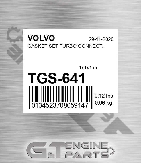 TGS-641 GASKET SET TURBO CONNECT.