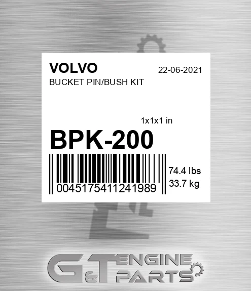 BPK-200 BUCKET PIN/BUSH KIT