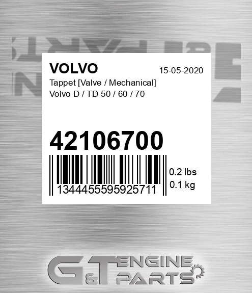 42106700 Tappet [Valve / Mechanical] D / TD 50 / 60 / 70