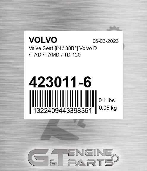 423011-6 Valve Seat [IN / 30В°] D / TAD / TAMD / TD 120