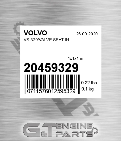 20459329 VS-329/VALVE SEAT IN