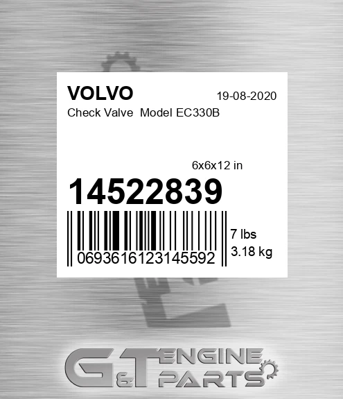 14522839 Check Valve Model EC330B