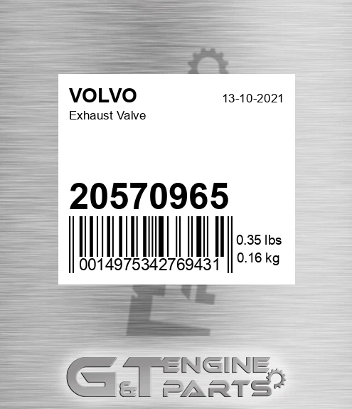 20570965 Exhaust Valve