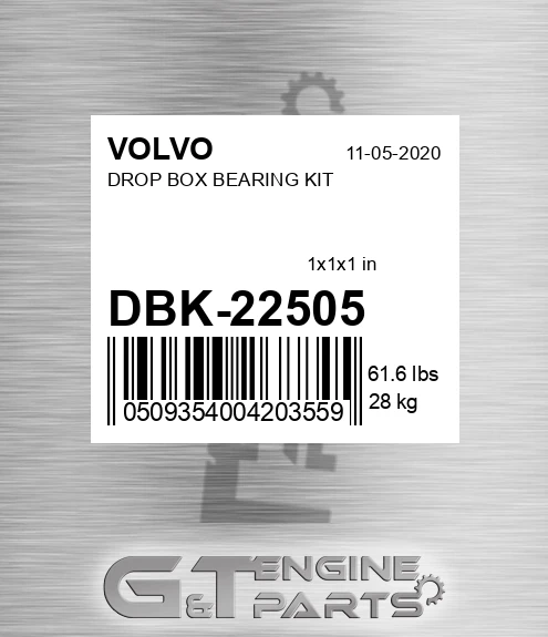DBK-22505 DROP BOX BEARING KIT