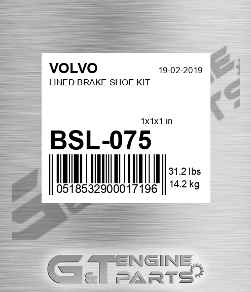 BSL-075 LINED BRAKE SHOE KIT