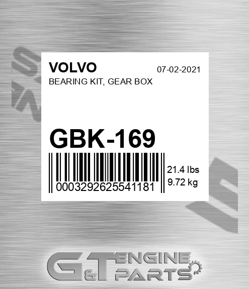 GBK-169 BEARING KIT, GEAR BOX