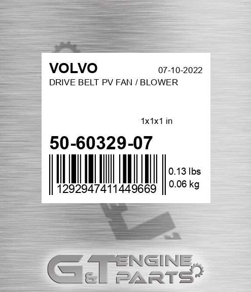 50-60329-07 DRIVE BELT PV FAN / BLOWER