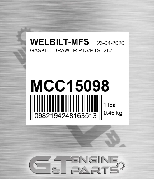 MCC15098 GASKET DRAWER PTA/PTS- 2D/