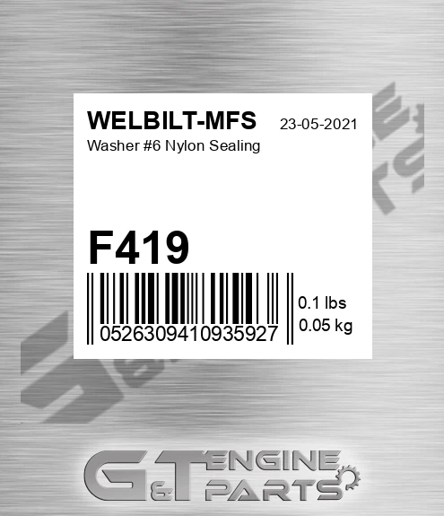 F419 Washer #6 Nylon Sealing