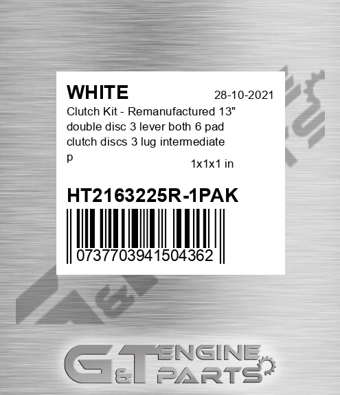 HT2163225R-1PAK Clutch Kit - Remanufactured 13" double disc 3 lever both 6 pad clutch discs 3 lug intermediate plate
