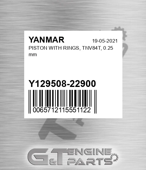 Y129508-22900 PISTON WITH RINGS, TNV84T, 0.25 mm