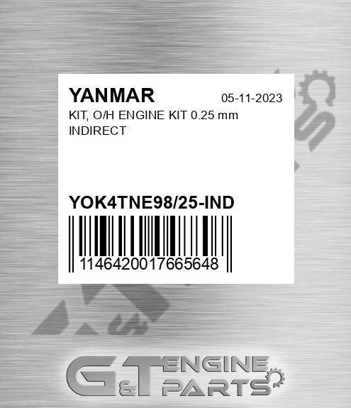 YOK4TNE98/25-IND KIT, O/H ENGINE KIT 0.25 mm INDIRECT