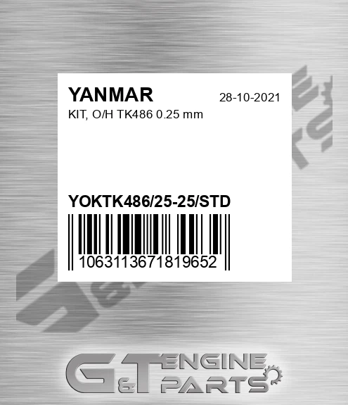 YOKTK486/25-25/STD KIT, O/H TK486 0.25 mm