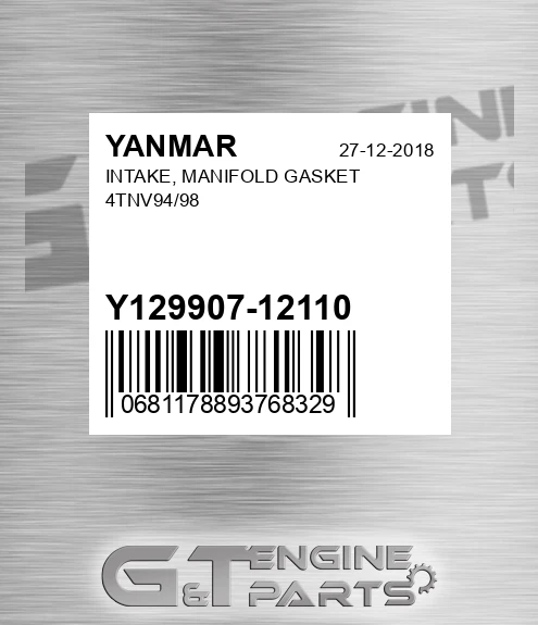 Y129907-12110 INTAKE, MANIFOLD GASKET 4TNV94/98