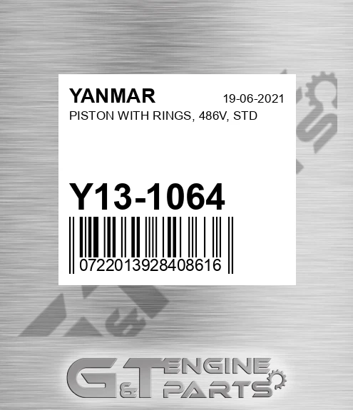 Y13-1064 PISTON WITH RINGS, 486V, STD