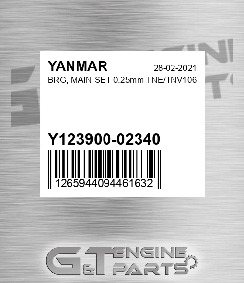 Y123900-02340 BRG, MAIN SET 0.25mm TNE/TNV106