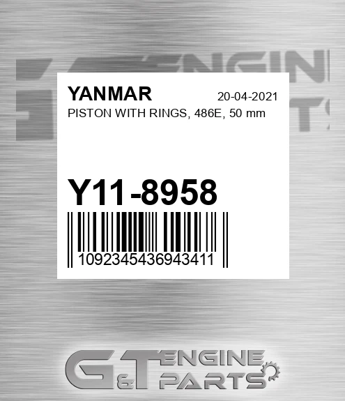 Y11-8958 PISTON WITH RINGS, 486E, 50 mm