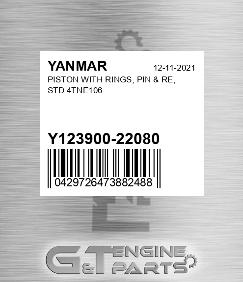 Y123900-22080 PISTON WITH RINGS, PIN &amp; RE, STD 4TNE106