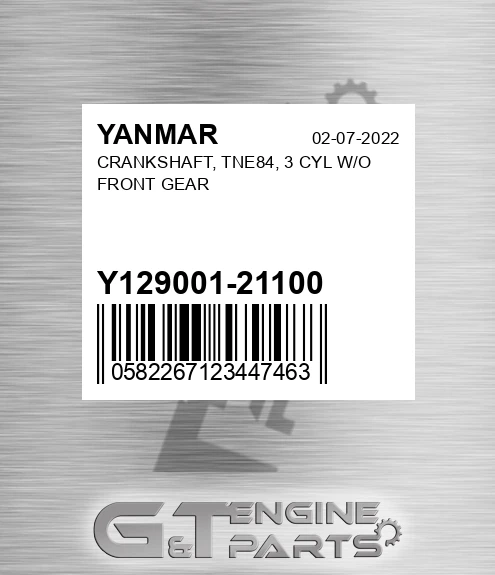Y129001-21100 CRANKSHAFT, TNE84, 3 CYL W/O FRONT GEAR